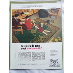 Ancienne publicité originale couleur France Tapis 1953