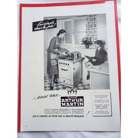 Ancienne publicité originale noir & blanc Arthur Martin 1948