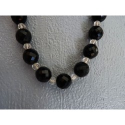 Collier en perles de verre noir et transparent