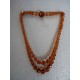 Collier 2 rangs de perles de verre ambré facetté