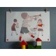 Ancienne affiche scolaire enfants et lapins