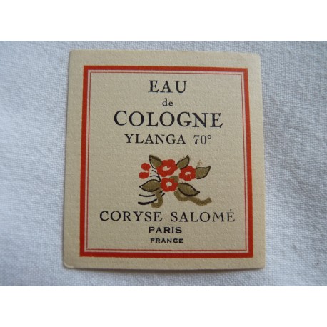 Etiquette Eau de Cologne Ylanga de Coryse Salomé