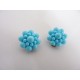 Boucles d'oreilles clips fleurs bleues