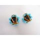 Boucles d'oreilles clips fleurs bleues