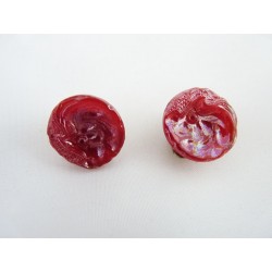 Boucles d'oreilles clips en verre rose irisé