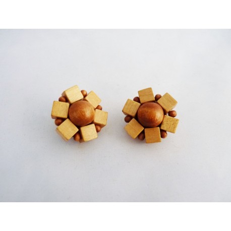 Boucles d'oreilles clips en bois