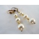 Boucles d'oreilles vintage avec 3 perles imitation culture