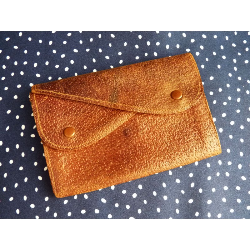 Porte-monnaie Vintage En Cuir Marron - Occasion En Très Bon état
