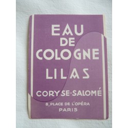 Etiquette Eau de Cologne Lilas de Coryse Salomé
