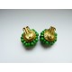 Boucles d'oreilles clips vertes en perles de bois