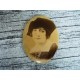 Ancien petit miroir ovale de sac 1900