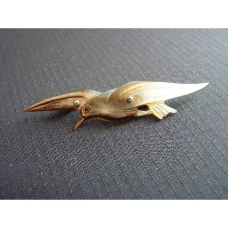 Ancienne broche mouette en nacre