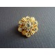 Broche vintage ronde métal doré et strass