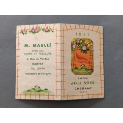 Ancien calendrier parfumé 1951 Joli Soir de Cheramy