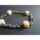 Bracelet argent et petits cubes en pierre naturelle