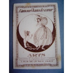 Ancienne carte parfumée L'amour dans le cœur de Arys