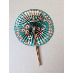 Eventail publicitaire liqueur Or Kina Carcasso Micheline