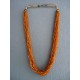 Long collier multirangs en perles de rocaille orange