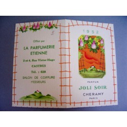 Ancien calendrier parfumé 1952 Joli Soir de Cheramy