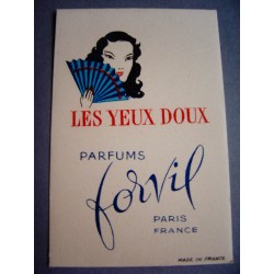 Ancienne carte parfumée Les Yeux Doux de Forvil