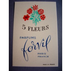 Ancienne carte parfumée 5 Fleurs de Forvil
