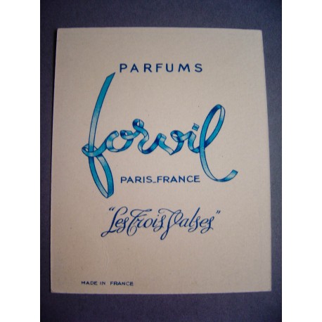 Ancien calendrier parfumé 1954 Les Trois Valses de Forvil