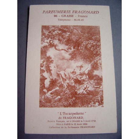 Ancienne carte parfumée L'Escarpolette - Parfumerie Fragonard