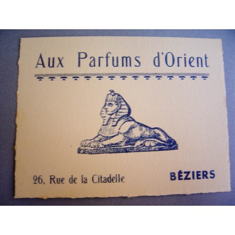 Ancienne carte parfumée Aux parfums d'Orient