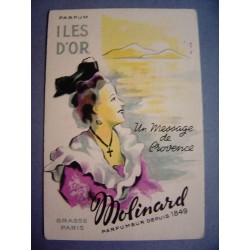 Ancienne carte parfumée Iles d'Or de Molinard