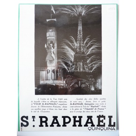 Ancienne publicité originale noir & blanc St Raphaël 1937