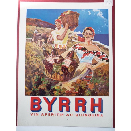 Ancienne publicité originale couleur Byrrh de Falucci 1954