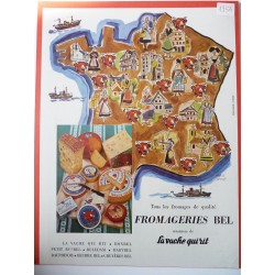 Ancienne publicité originale couleur La Vache qui Rit 1954