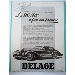 Ancienne publicité originale noir & blanc pour la D6.70 de Delage de Renluc 1937