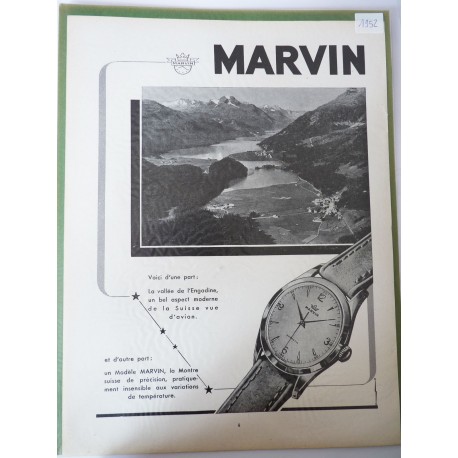 Ancienne publicité originale noir & blanc Marvin 1952