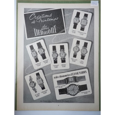 Ancienne publicité originale noir & blanc Dermont 1952