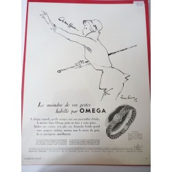 Ancienne publicité originale noir & blanc Omega de Pierre Simon 1950