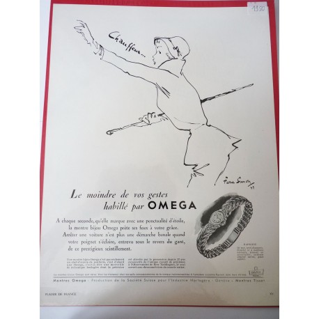 Ancienne publicité originale noir & blanc Omega de Pierre Simon 1950