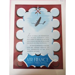 Ancienne publicité originale couleur Air France 1950