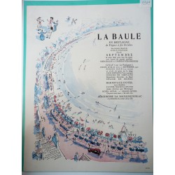 Ancienne publicité originale en bichromie La Baule de Pierre Pagès 1949