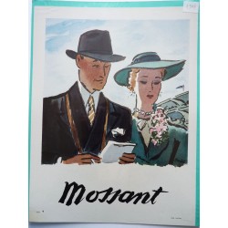 Ancienne publicité originale couleur pour les chapeaux Mossant de Eduardo Garcia Benito 1948