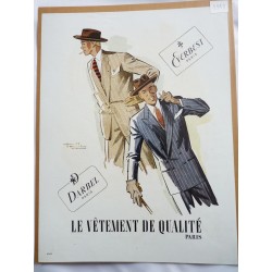 Ancienne publicité originale couleur pour les vêtements Darbel Everbest de Marcel Jacques Hemjic 1948