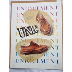 Ancienne publicité originale couleur pour les chaussures Unic de Jean Mercey 1950