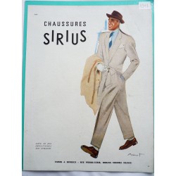 Ancienne publicité originale couleur pour les chaussures Sirius de Brenot 1948