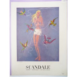 Ancienne publicité originale couleur pour la gaine Scandale de Lesage 1949