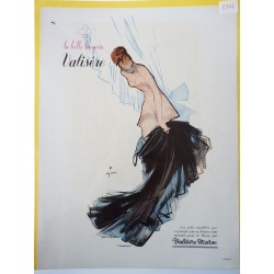 Ancienne publicité originale couleur pour la lingerie Valisère de Gruau 1948