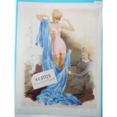 Ancienne publicité originale couleur Kestos 1948