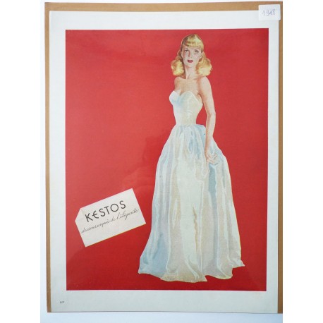 Ancienne publicité originale couleur Kestos 1948