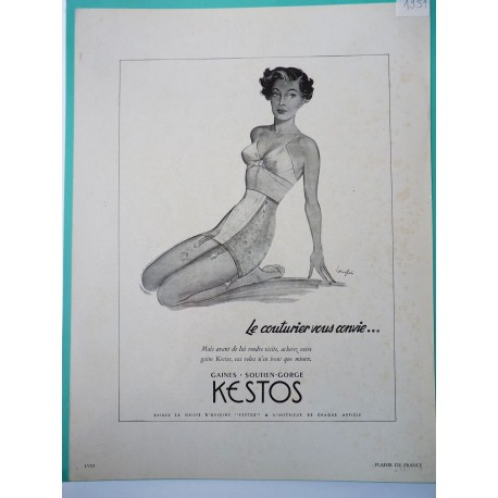Ancienne publicité originale noir&blanc Kestos de Langlais 1951