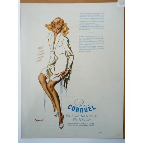 Ancienne publicité originale couleur pour Les Bas Cornuel de Brenot 1948