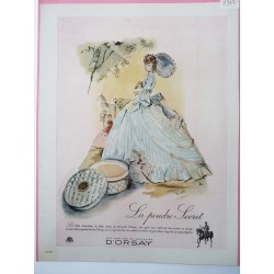Ancienne publicité originale couleur poudre Secret d'Orsay 1947